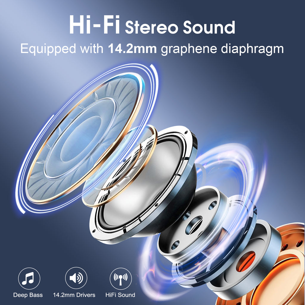Wireless Earbuds 75H Bluetooth 5.4 Sport Headphones with Earhooks, Black, IPX7 Waterproof In-ear Buds Feature ENC Noise Cancelling Mic & Deep Bass. Stereo Sound Device for Gym Running Workout