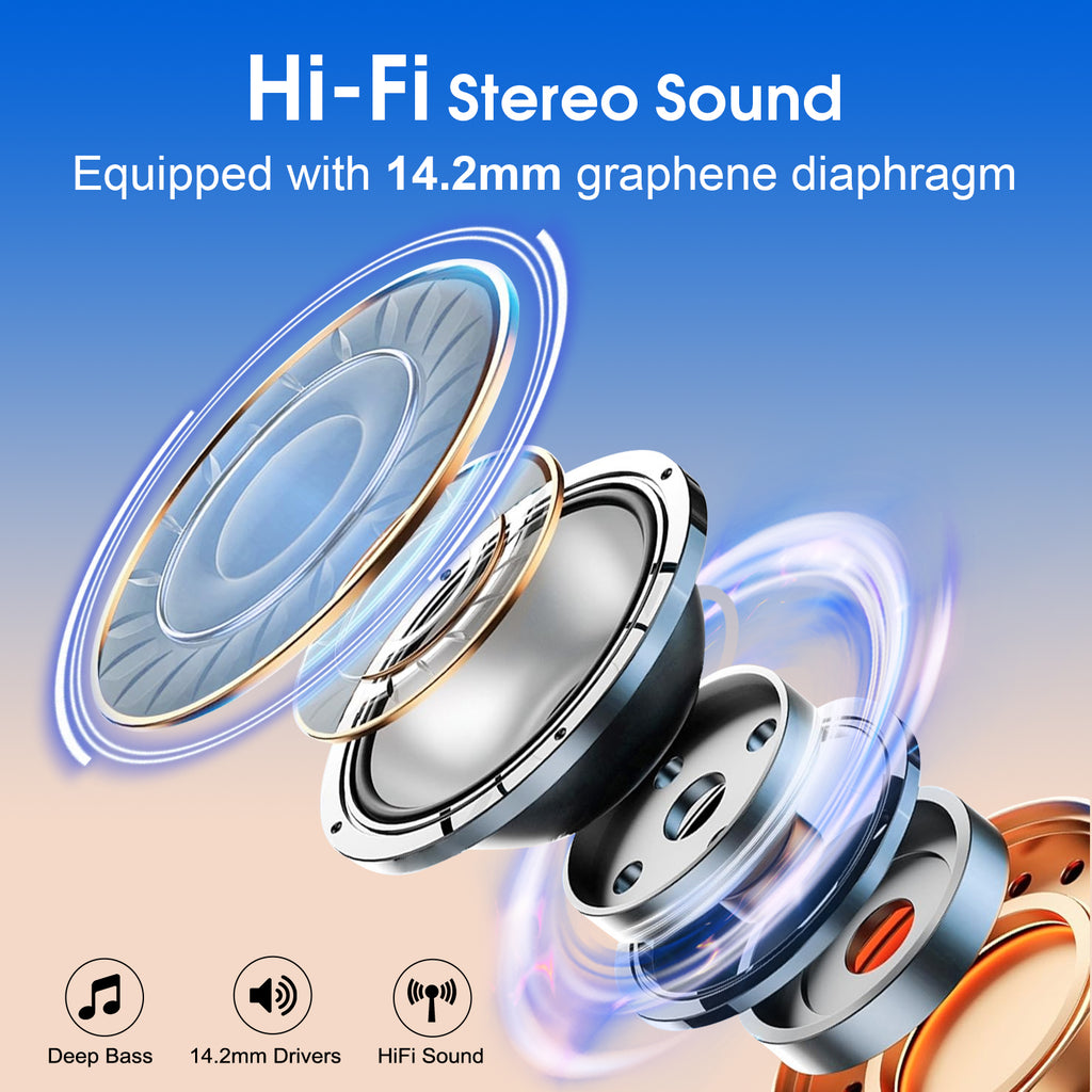 Wireless Earbuds 75H Bluetooth 5.4 Sport Headphones with Earhooks, Camel, IPX7 Waterproof In-ear Buds Feature ENC Noise Cancelling Mic & Deep Bass. Stereo Sound Device for Gym Running Workout