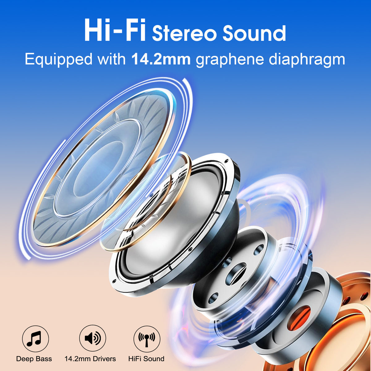 Wireless Earbuds 75H Bluetooth 5.4 Sport Headphones with Earhooks, Camel, IPX7 Waterproof In-ear Buds Feature ENC Noise Cancelling Mic & Deep Bass. Stereo Sound Device for Gym Running Workout