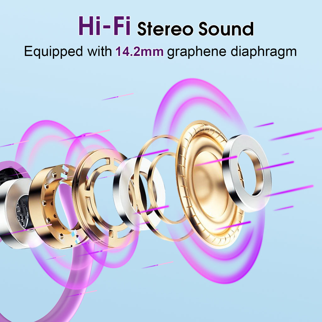 Wireless Earbuds 75H Bluetooth 5.4 Sport Headphones with Earhooks, Purple, IPX7 Waterproof In-ear Buds Feature ENC Noise Cancelling Mic & Deep Bass. Stereo Sound Device for Gym Running Workout