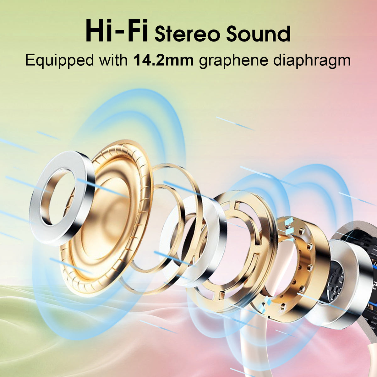 Wireless Earbuds 75H Bluetooth 5.4 Sport Headphones with Earhooks, IPX7 Waterproof In-ear Buds Feature ENC Noise Cancelling Mic. Stereo Sound Device for Gym Running Workout, Rose Gold