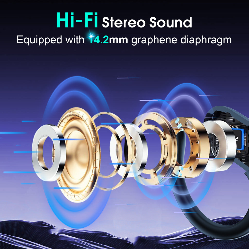 Wireless Earbuds 75H Bluetooth 5.4 Sport Headphones with Earhooks, IPX7 Waterproof In-ear Buds Feature ENC Noise Cancelling Mic. Stereo Sound Device for Gym Running Workout, Royal Blue