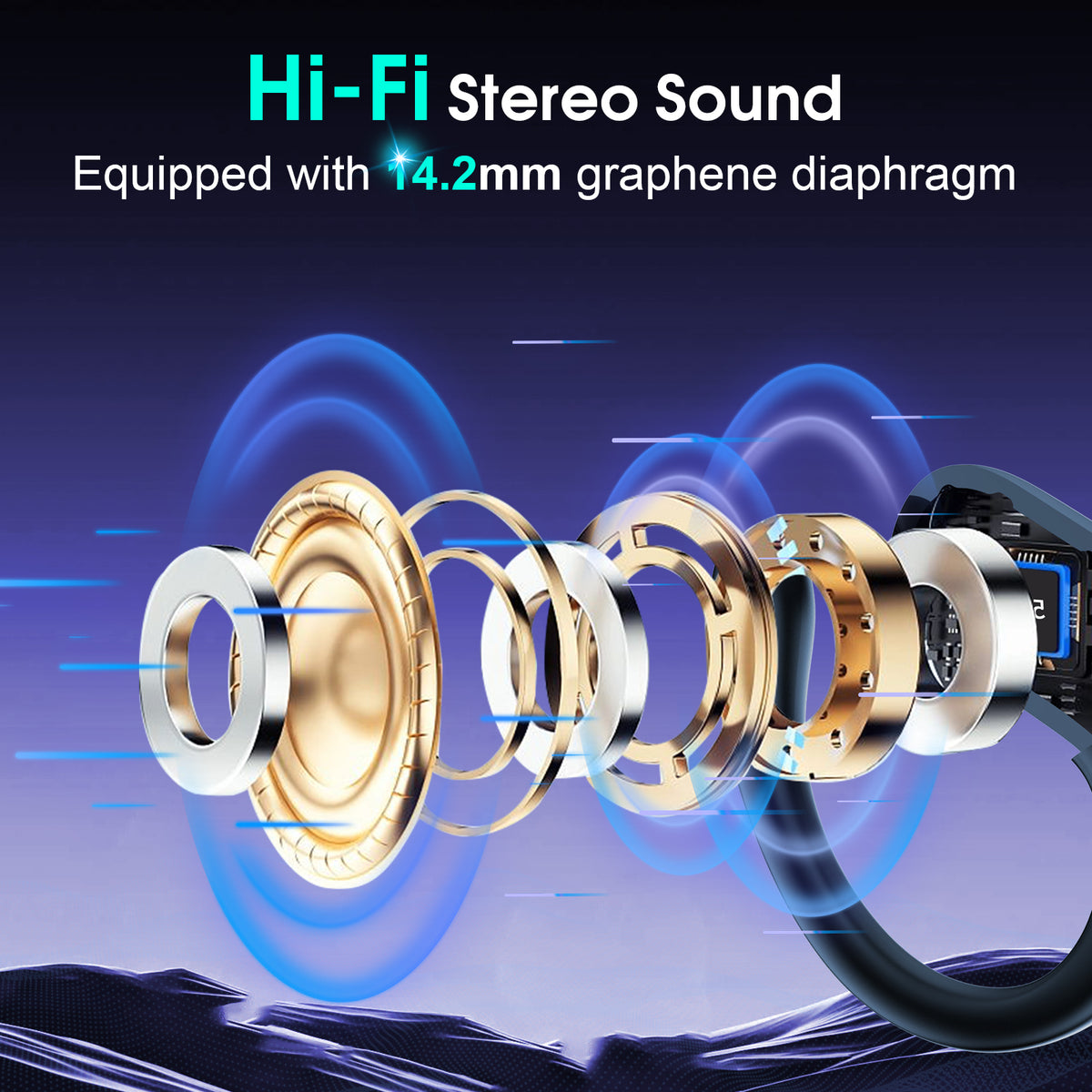 Wireless Earbuds 75H Bluetooth 5.4 Sport Headphones with Earhooks, IPX7 Waterproof In-ear Buds Feature ENC Noise Cancelling Mic. Stereo Sound Device for Gym Running Workout, Royal Blue