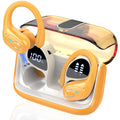 Wireless Earbuds 75H Bluetooth 5.4 Sport Headphones with Earhooks, Yellow, IPX7 Waterproof In-ear Buds Feature ENC Noise Cancelling Mic & Deep Bass. Stereo Sound Device for Gym Running Workout